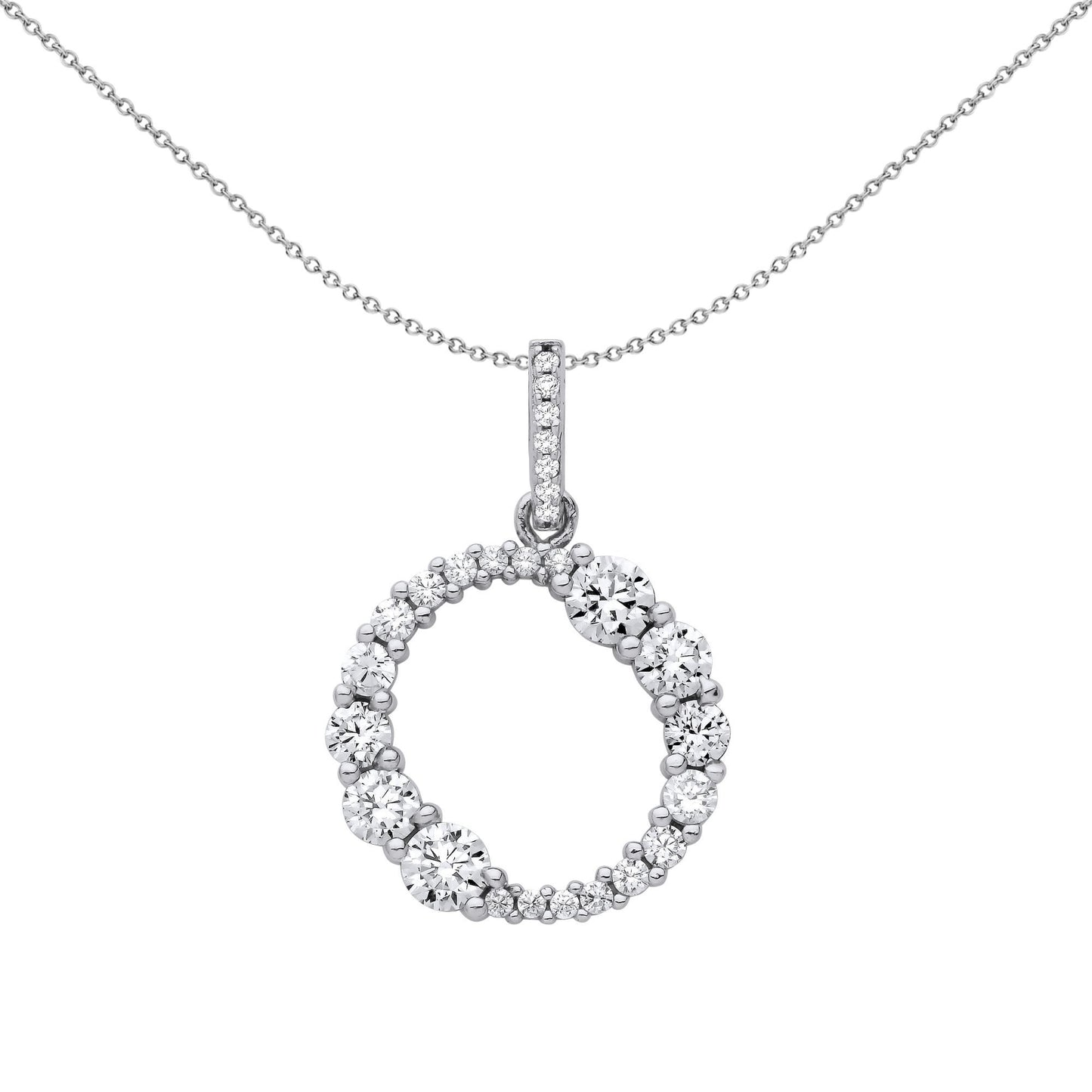 Silver  CZ Circle of Life Double Ouroboros Pendant Necklace - GVP663