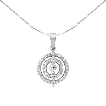 Silver  CZ Archery Target Crop Circles Pendant Necklace 18 inch - GVP666