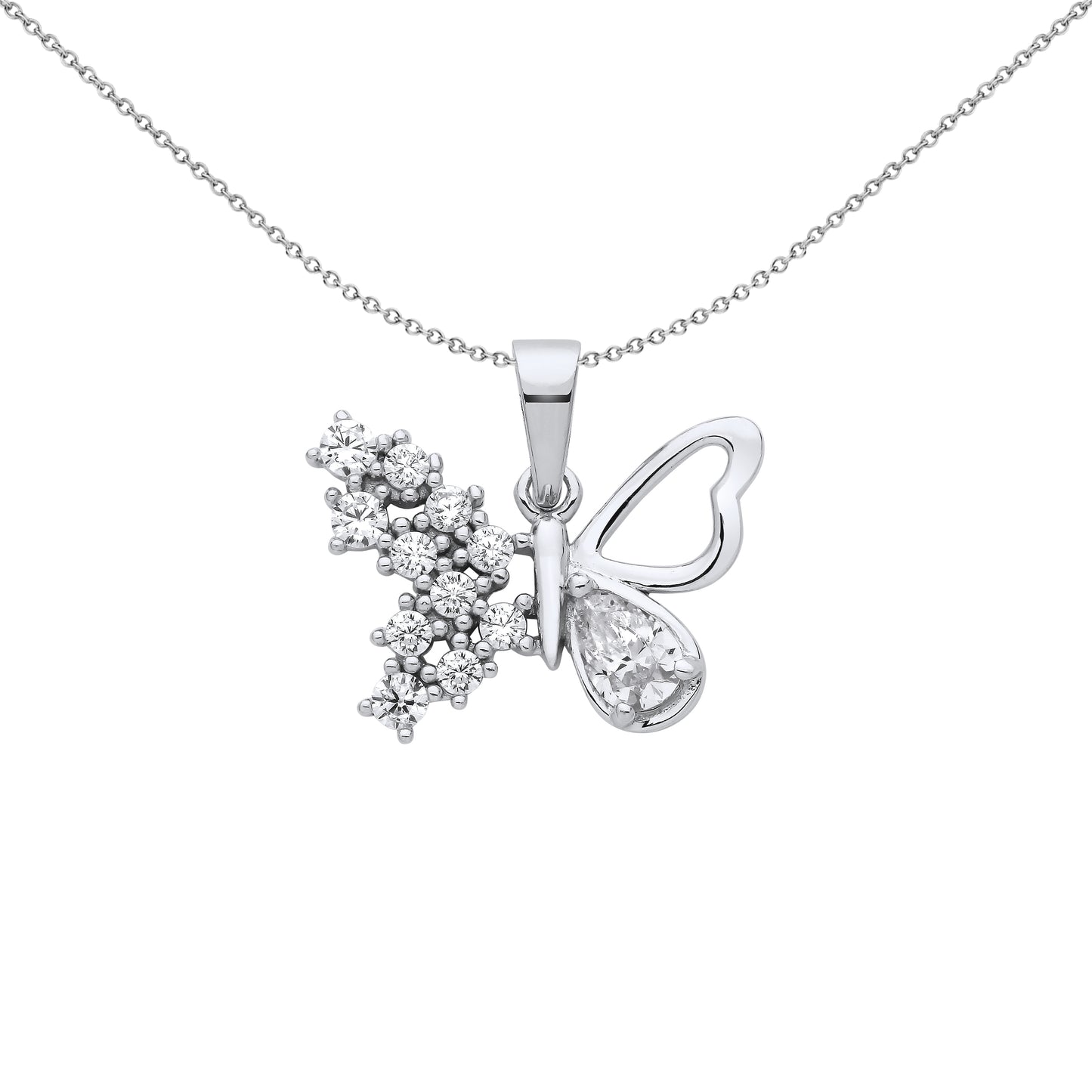 Silver  Frosted Butterfly Pendant Necklace - GVP669
