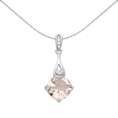 Silver  Solitaire Gemstone in Tongs Pendant Necklace - GVP673