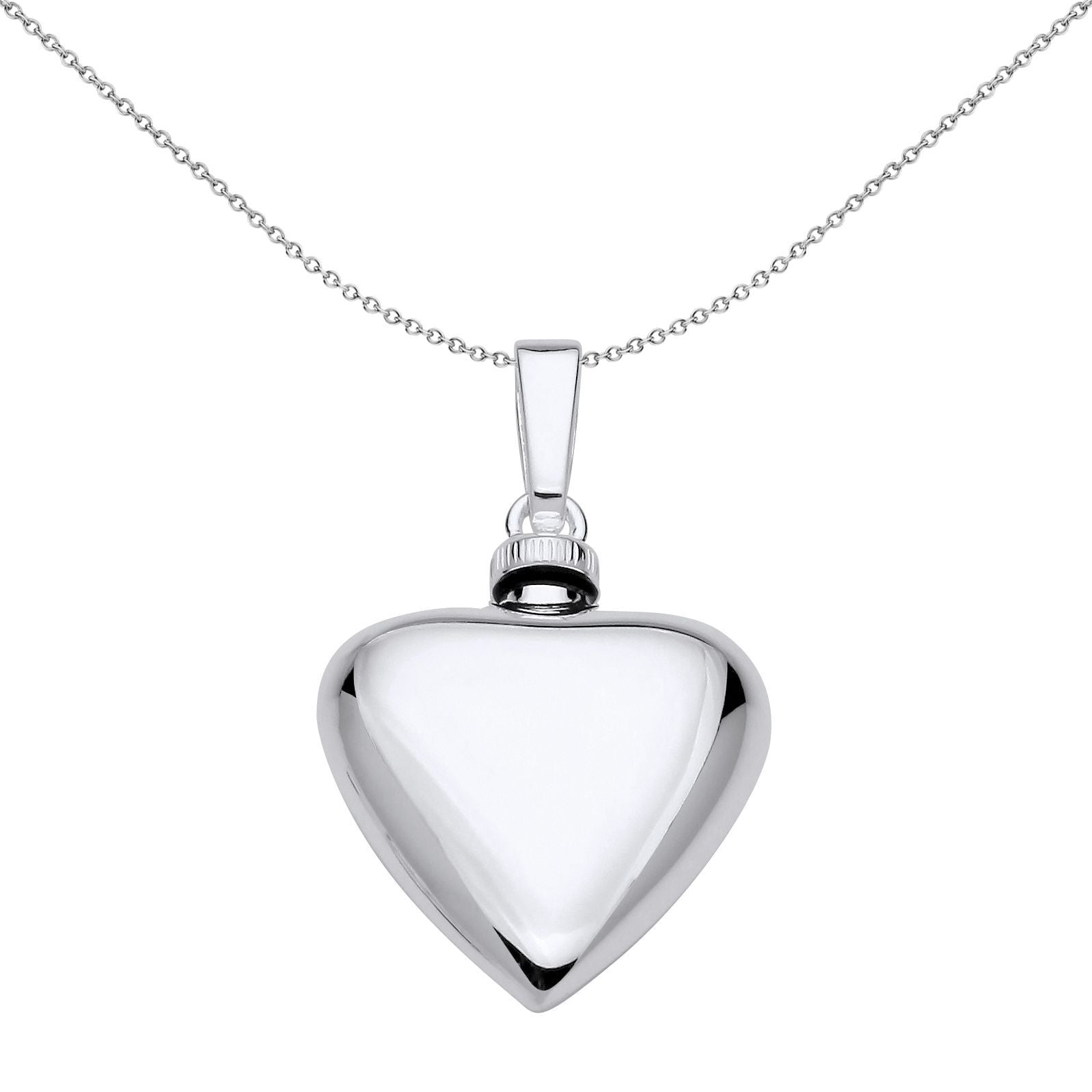 Silver  Love Heart Keepsake Cremation Urn Pendant Necklace - GVP683