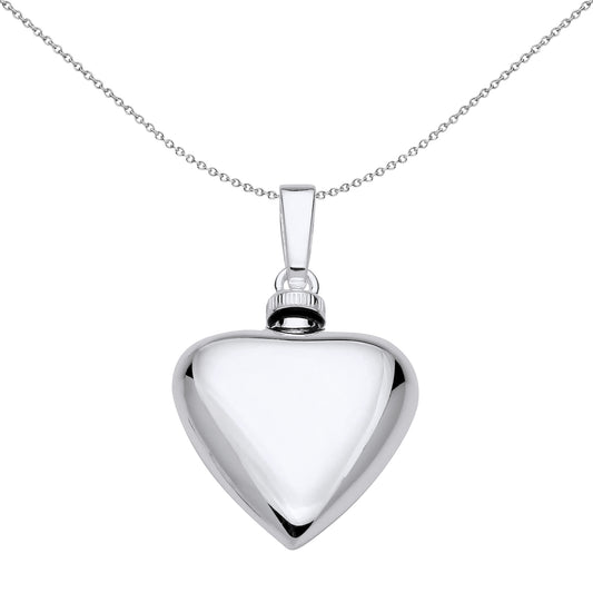 Silver  Love Heart Keepsake Cremation Urn Pendant Necklace 18 inch - GVP683