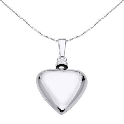 Silver  Love Heart Keepsake Cremation Urn Pendant Necklace 18 inch - GVP683