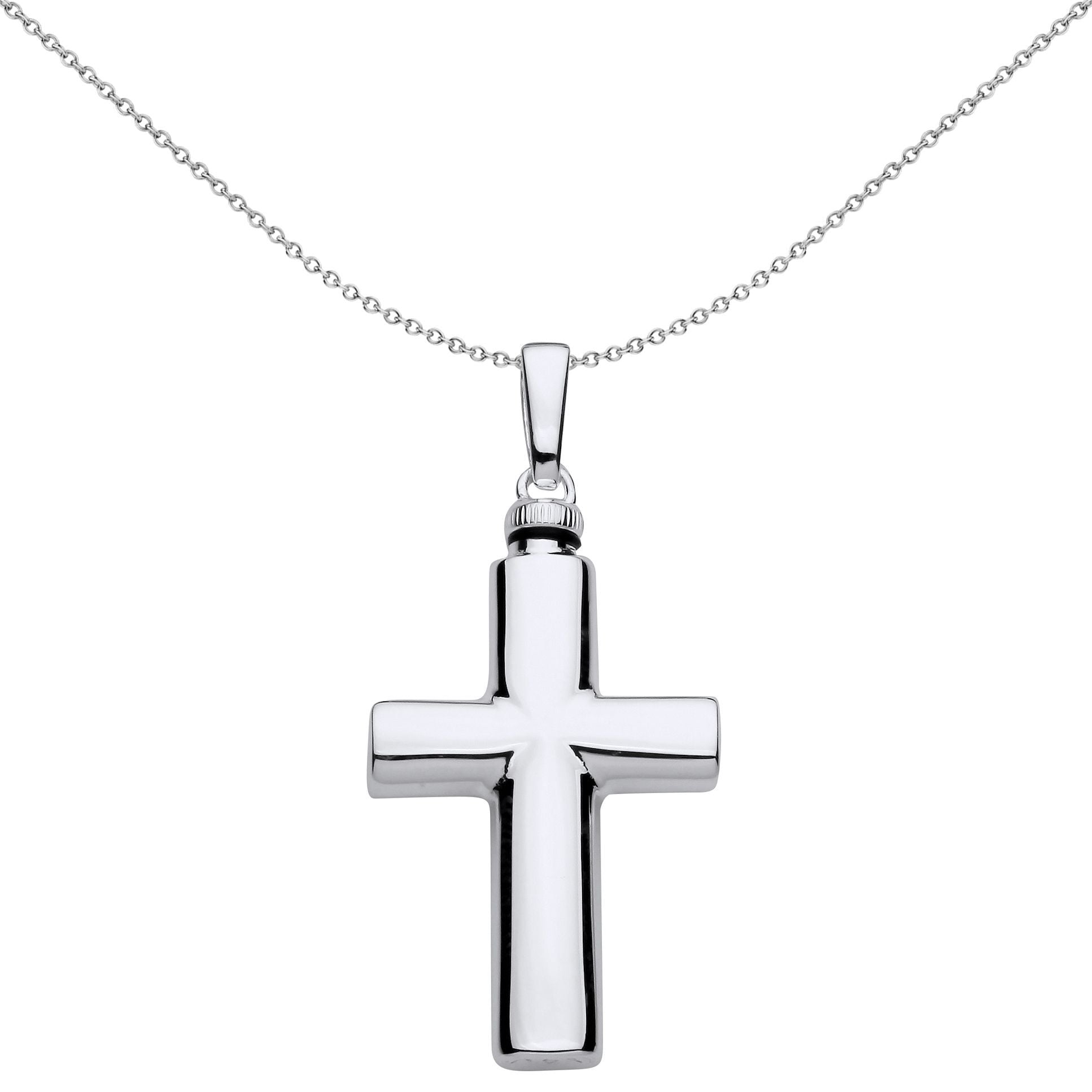 Unisex Silver  Religious Cross Keepsake Cremation Urn Necklace - GVP684