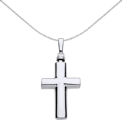Unisex Silver  Religious Cross Keepsake Cremation Urn Necklace - GVP684