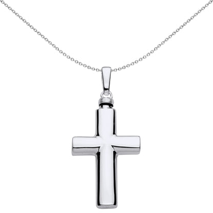 Unisex Silver  Religious Cross Keepsake Cremation Urn Necklace 18" - GVP684