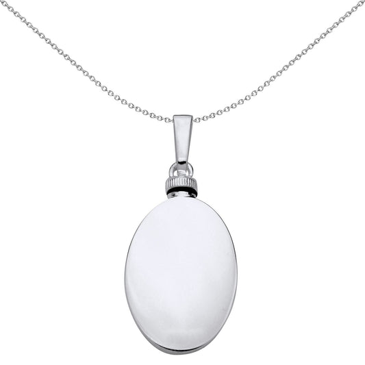 Unisex Silver  Oval Keepsake Cremation Urn Pendant Necklace - GVP687