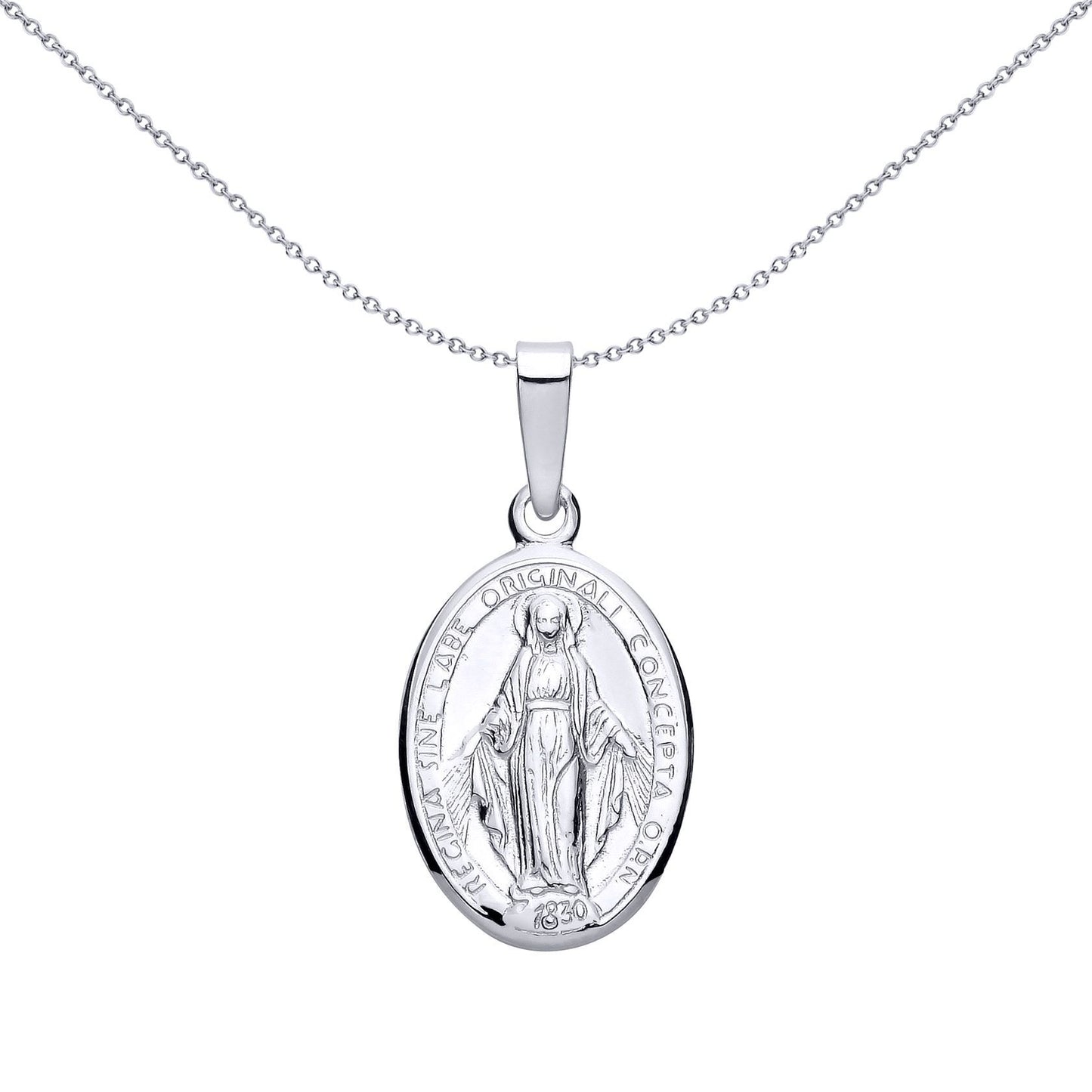 Silver  Miraculous Madonna Medallion Charm Medallion Pendant - GVP692
