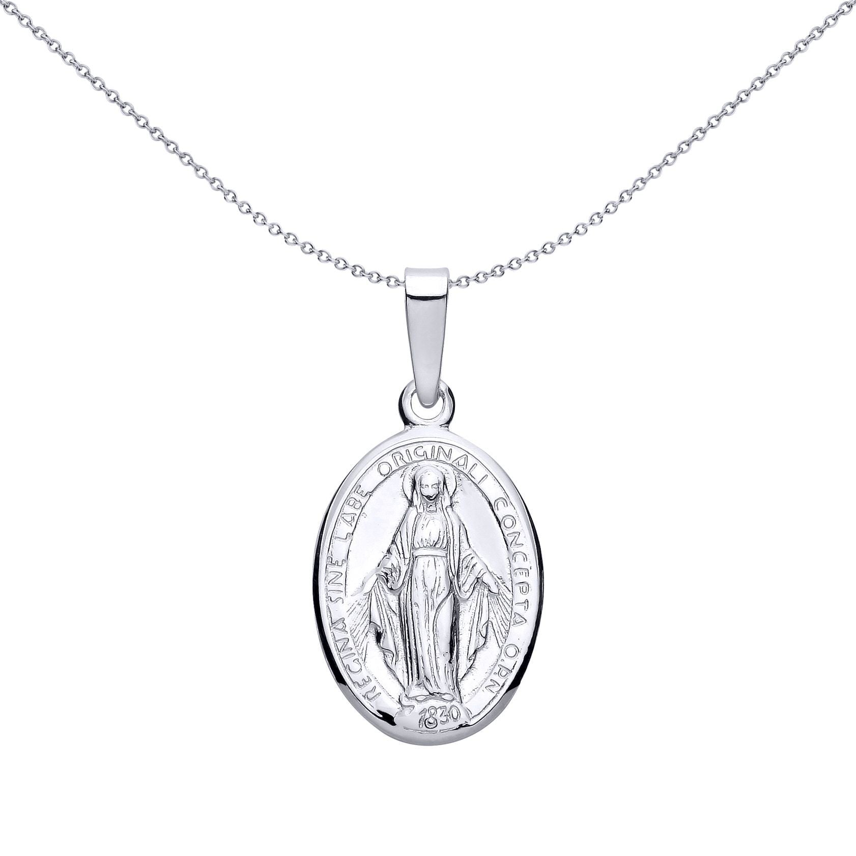 Silver  Miraculous Madonna Medallion Charm Medallion Pendant - GVP692