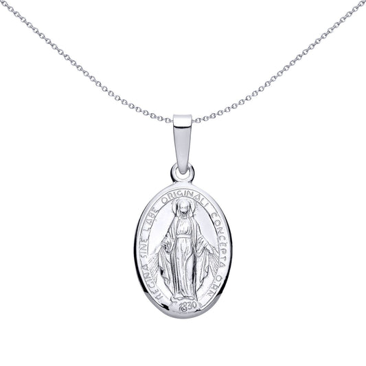 Silver  Miraculous Madonna Medallion Charm Medallion Pendant - GVP692