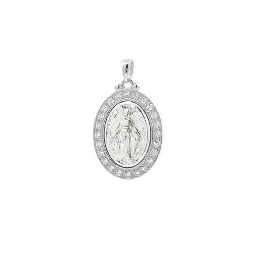 Sterling Silver CZ Miraculous Madonna Pendant - GVP694
