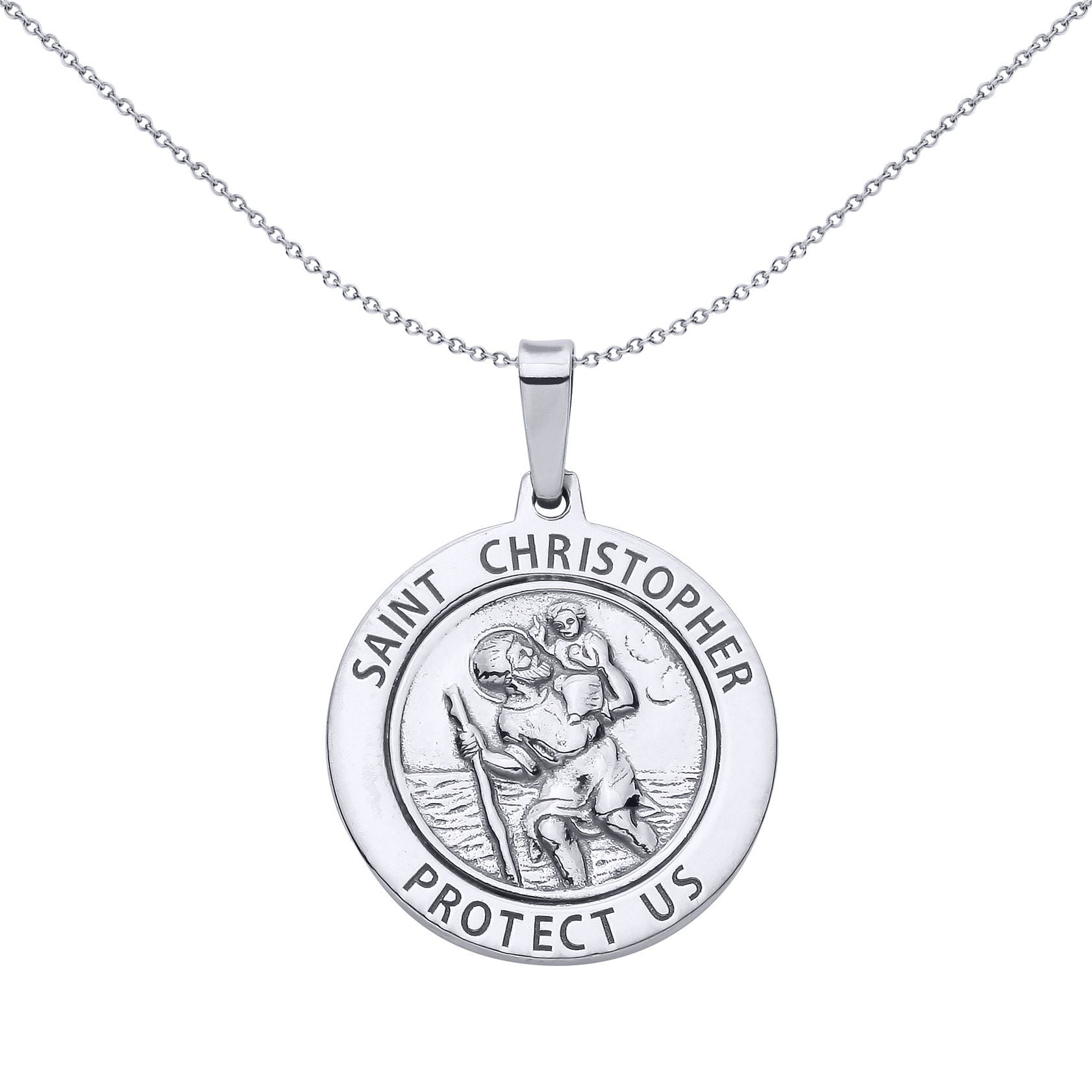 Silver  Saint Christopher Medallion Medallion Pendant - GVP695