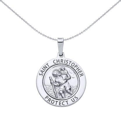 Silver  Saint Christopher Medallion Medallion Pendant - GVP695