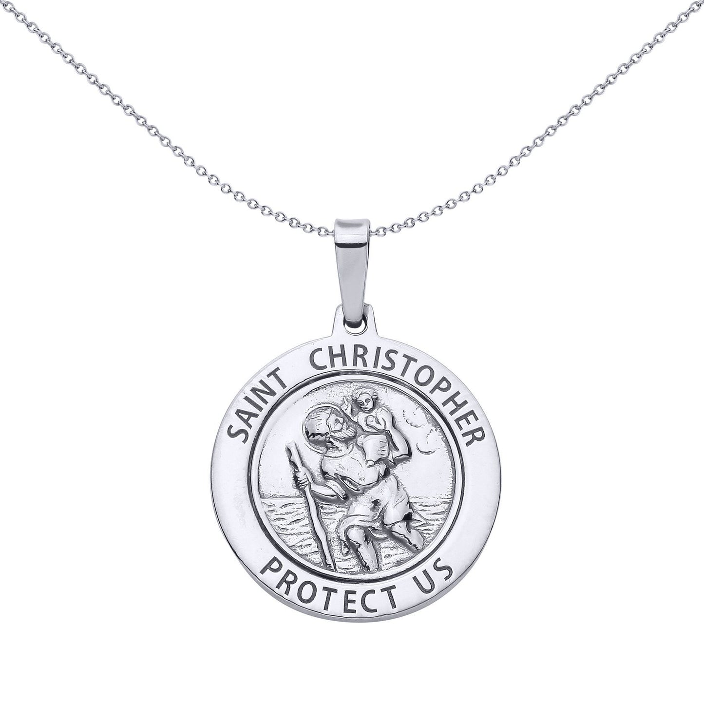 Silver  Saint Christopher Medallion Medallion Pendant - GVP695
