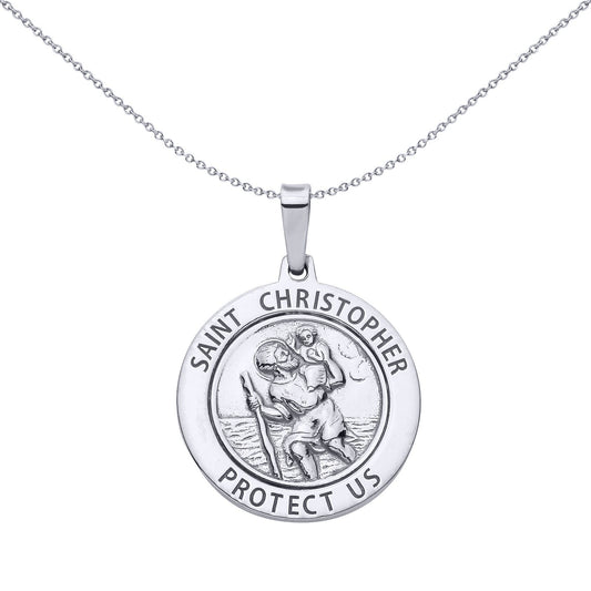 Silver  Saint Christopher Medallion Medallion Pendant - GVP695