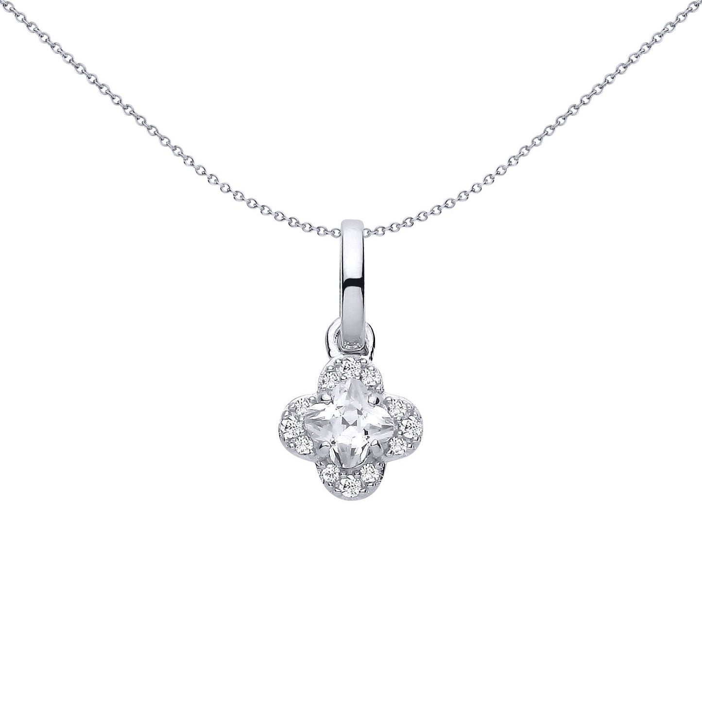 Sterling Silver CZ Flower Pendant - GVP696