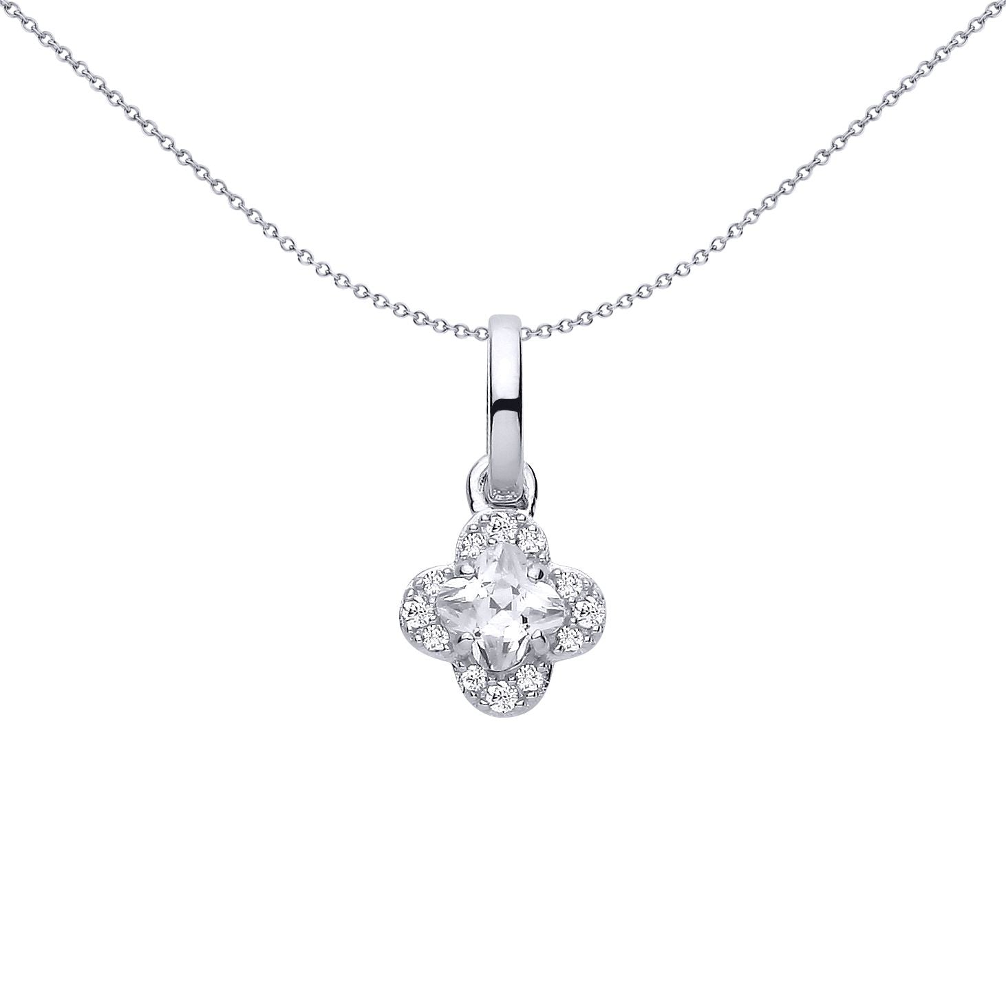 Sterling Silver CZ Flower Pendant - GVP696