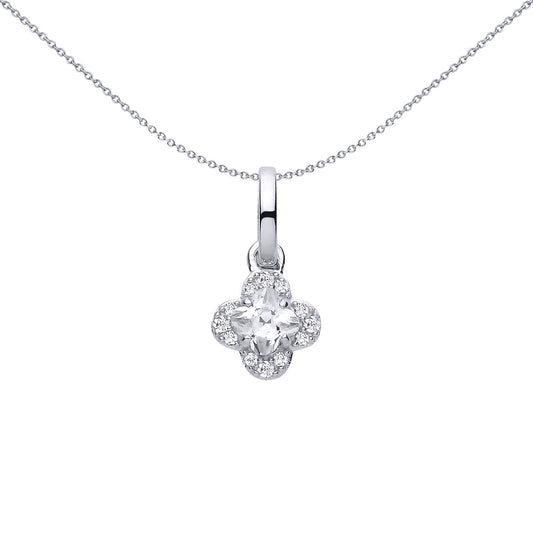 Sterling Silver CZ Flower Pendant - GVP696