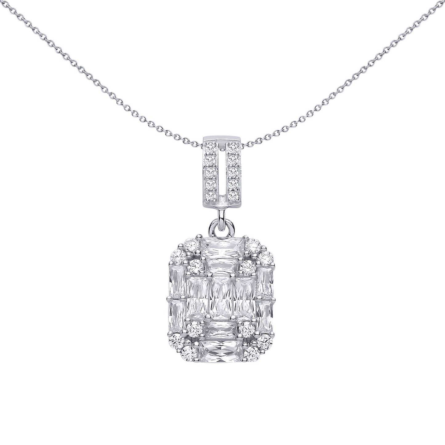 Sterling Silver CZ Emerald-Cut Pendant - GVP697