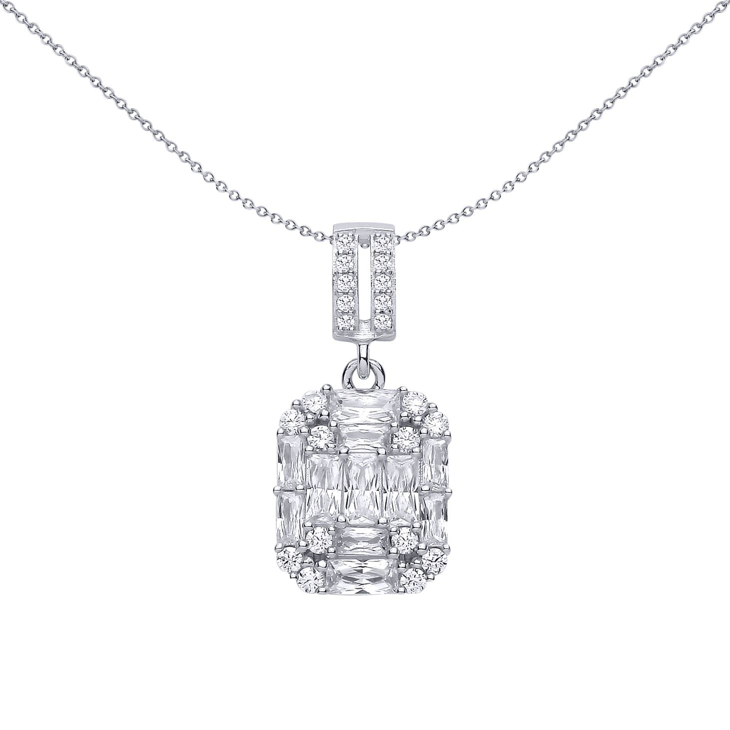 Sterling Silver CZ Emerald-Cut Pendant - GVP697