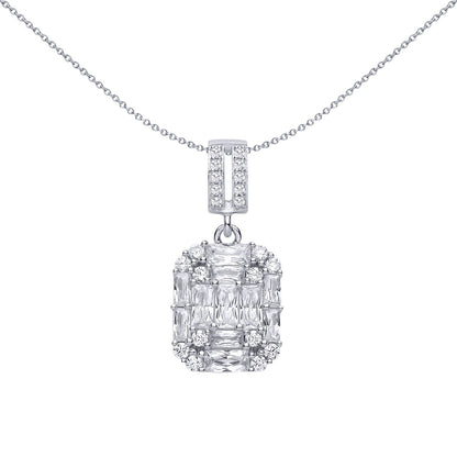 Sterling Silver CZ Emerald-Cut Pendant - GVP697
