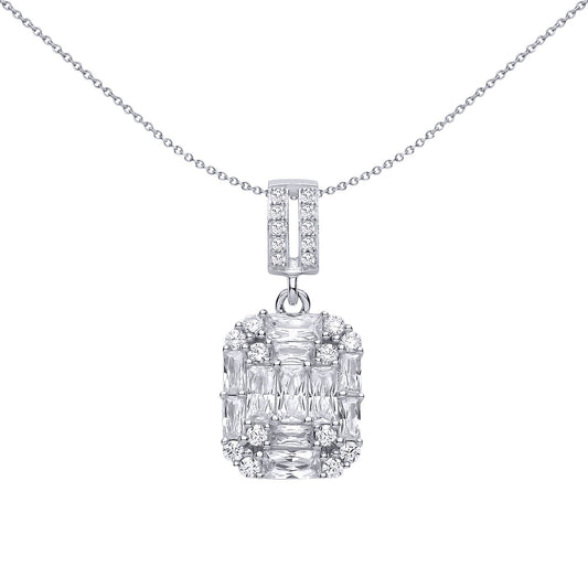 Sterling Silver CZ Emerald-Cut Pendant - GVP697