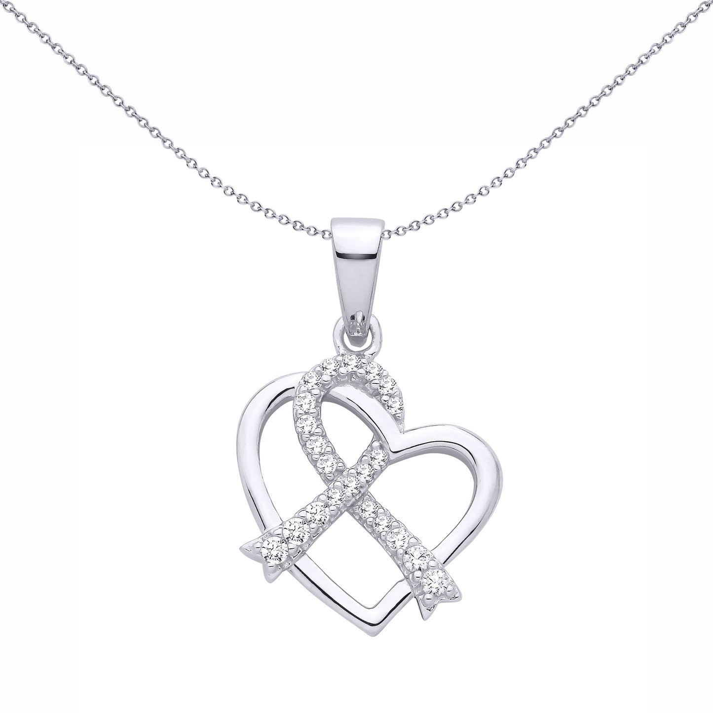 Sterling Silver  CZ Heart Pendant - GVP700
