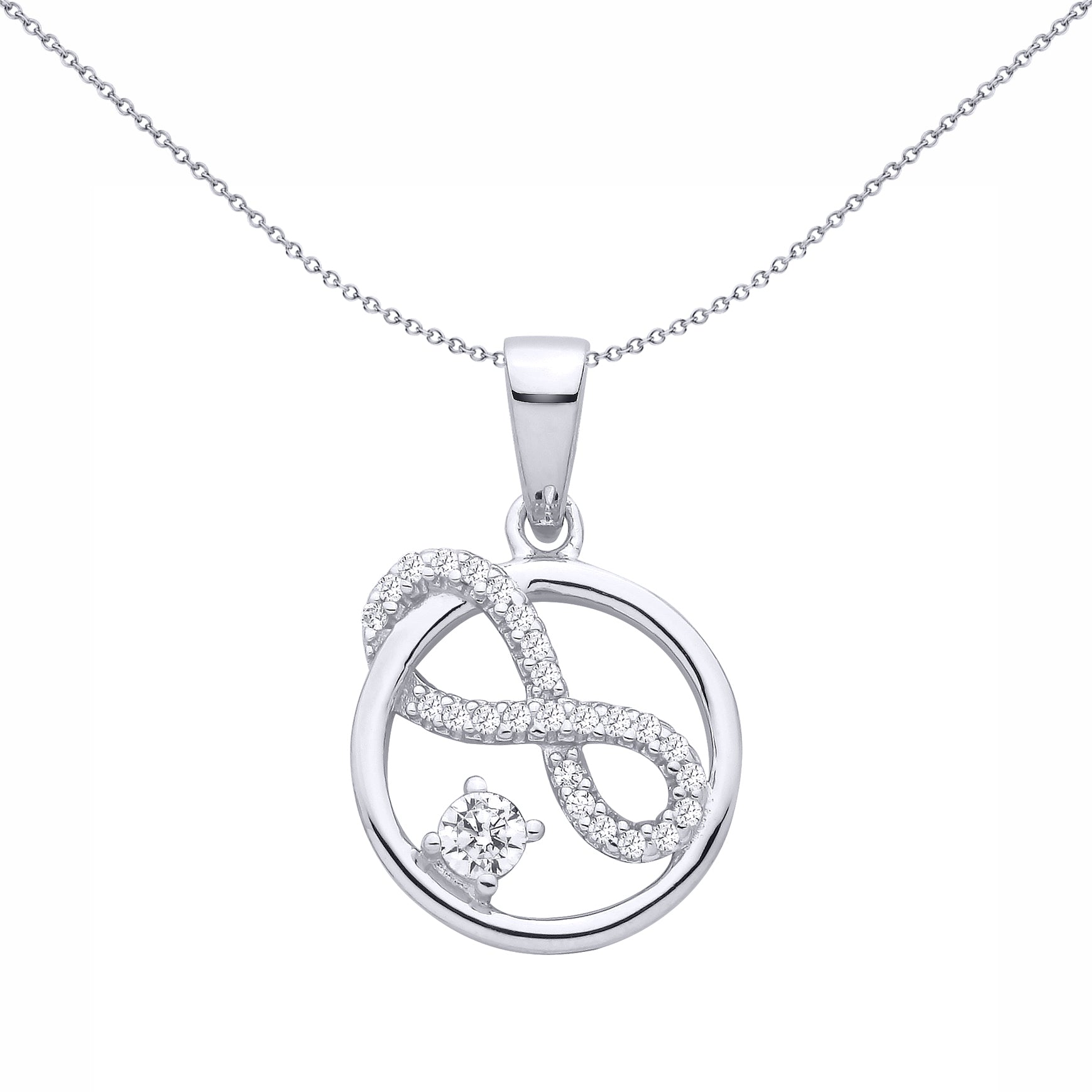 Sterling Silver  CZ Infinity Circle Pendant - GVP701