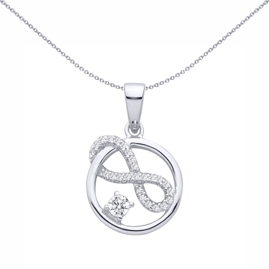 Silver  CZ Figure 8 Infinity Symbol Circle Pendants Pendant - GVP701
