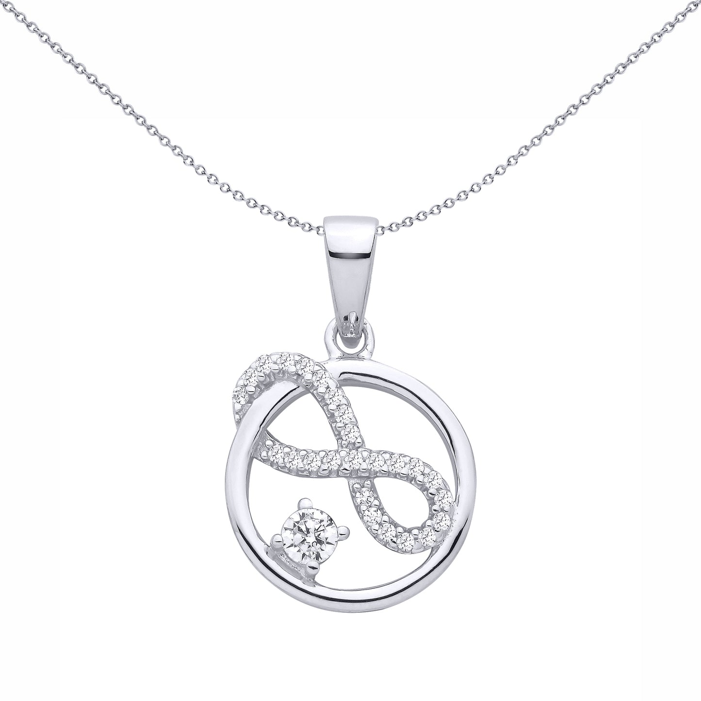 Silver  CZ Figure 8 Infinity Symbol Circle Pendants Pendant - GVP701