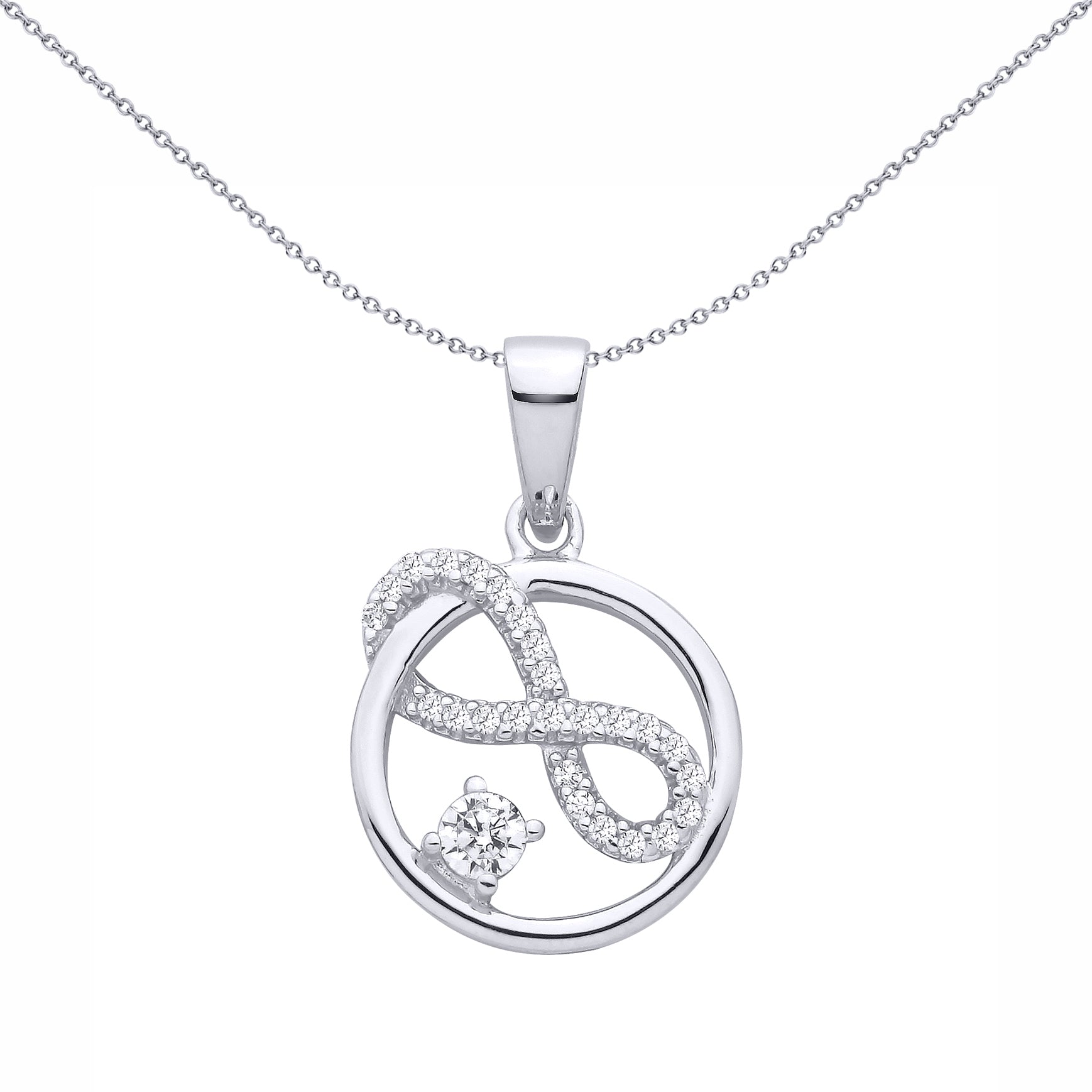 Silver  CZ Figure 8 Infinity Symbol Circle Pendants Pendant - GVP701