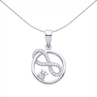 Silver  CZ Figure 8 Infinity Symbol Circle Pendants Pendant - GVP701
