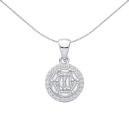 Sterling Silver CZ Fancy Round & Baguette Pendant - GVP709