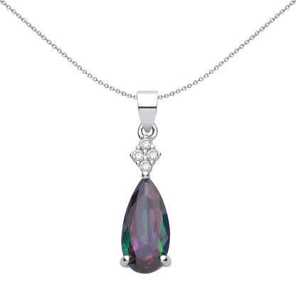 Sterling Silver  CZ Mystic Topaz Pear Drop Pendant - GVP712