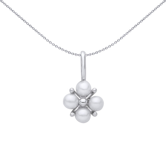 Sterling Silver  Fresh Water Pearl 3-3.5mm Flower Pendant - GVP716