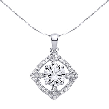 Sterling Silver  CZ Halo Cluster Pendant - GVP720