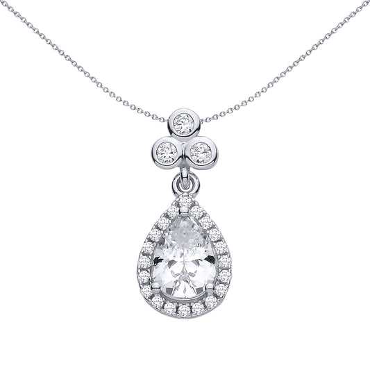 Sterling Silver  CZ Pear Cut Fancy Pendant - GVP722