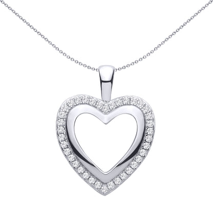 Sterling Silver  CZ Open Heart Pendant - GVP734