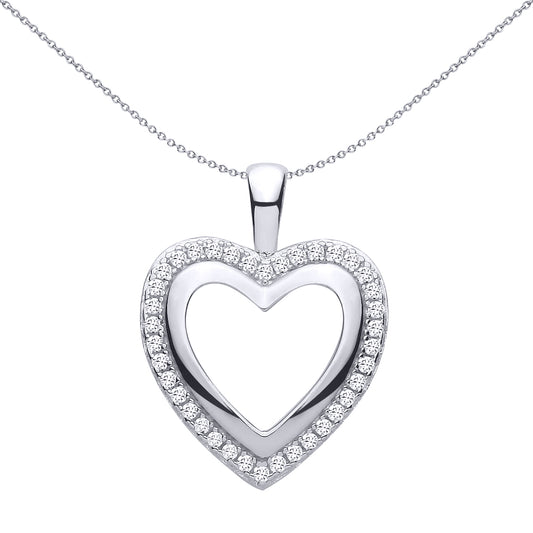 Sterling Silver  CZ Open Heart Pendant - GVP734