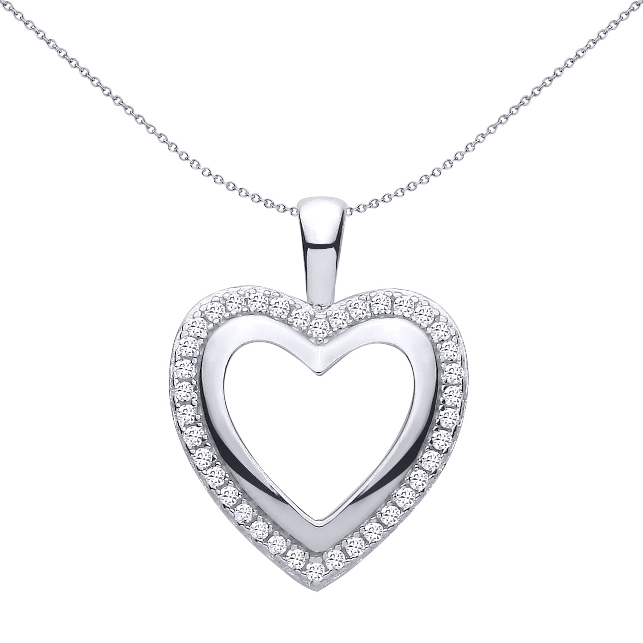 Sterling Silver  CZ Open Heart Pendant - GVP734