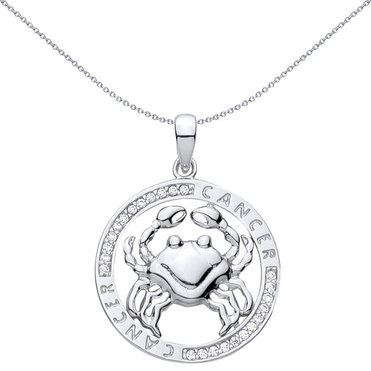 Sterling Silver  CZ Zodiac Pendant Cancer - GVP736CAN