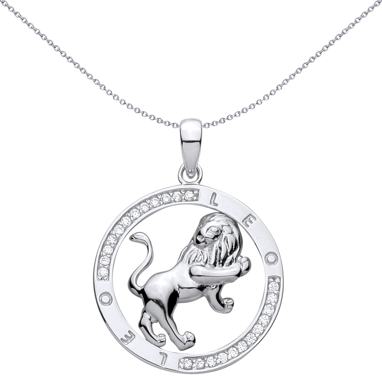 Sterling Silver  CZ Zodiac Pendant Leo - GVP736LE