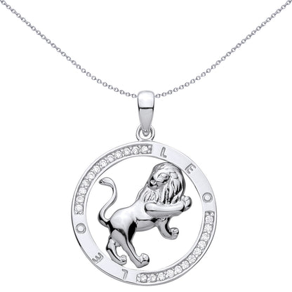 Sterling Silver  CZ Zodiac Pendant Leo - GVP736LE