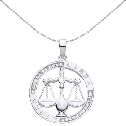Sterling Silver  CZ Zodiac Pendant Libra - GVP736LI