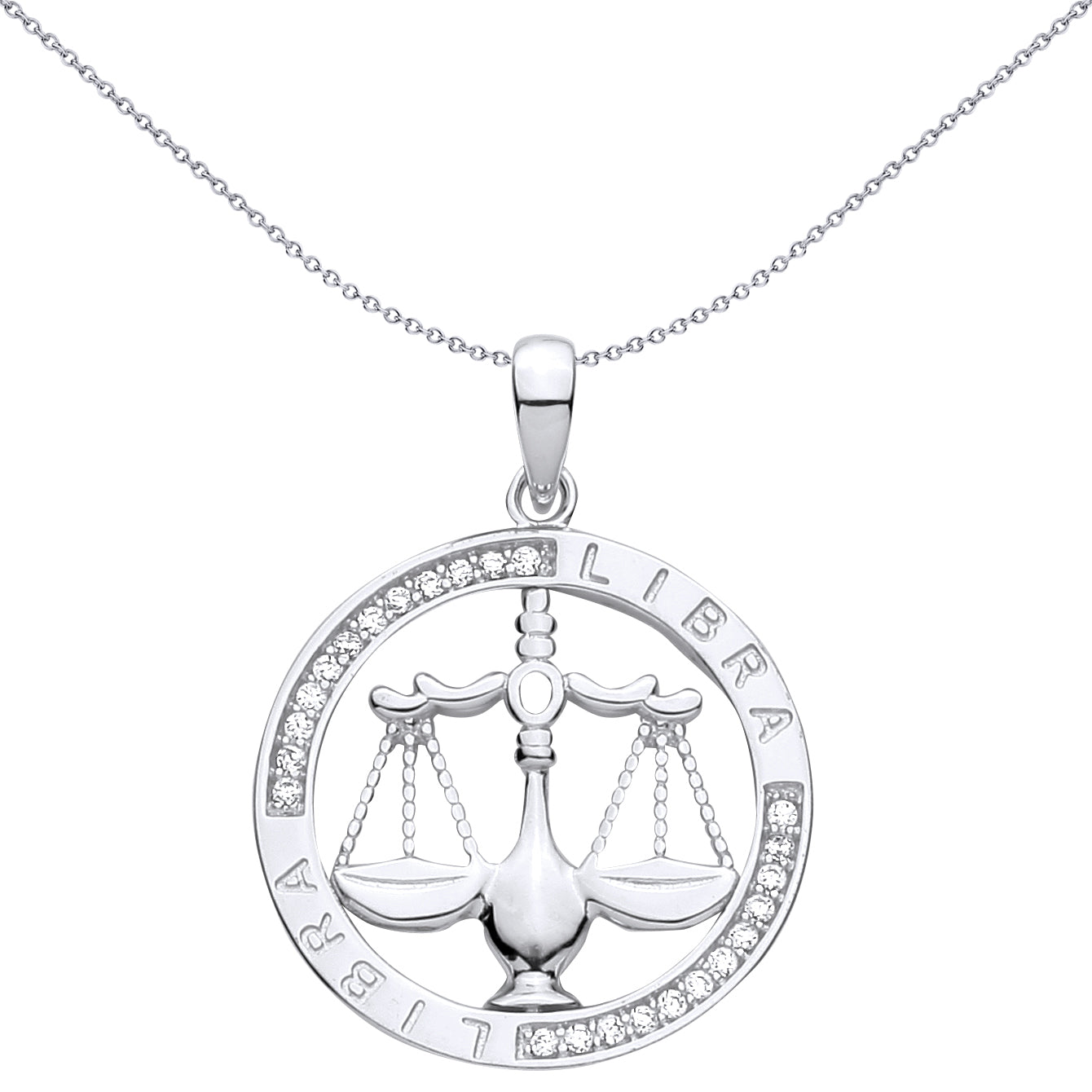 Sterling Silver  CZ Zodiac Pendant Libra - GVP736LI