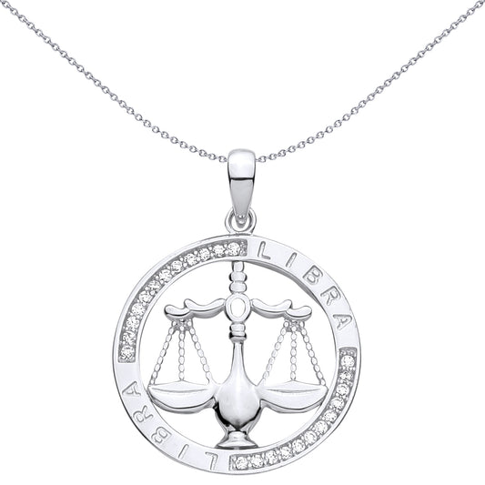 Sterling Silver  CZ Zodiac Pendant Libra - GVP736LI
