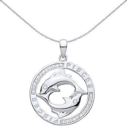 Sterling Silver  CZ Zodiac Pendant Pisces - GVP736PI