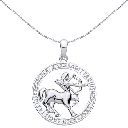 Sterling Silver  CZ Zodiac Pendant Sagittarius - GVP736SA
