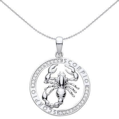 Sterling Silver  CZ Zodiac Pendant Scorpio - GVP736SC