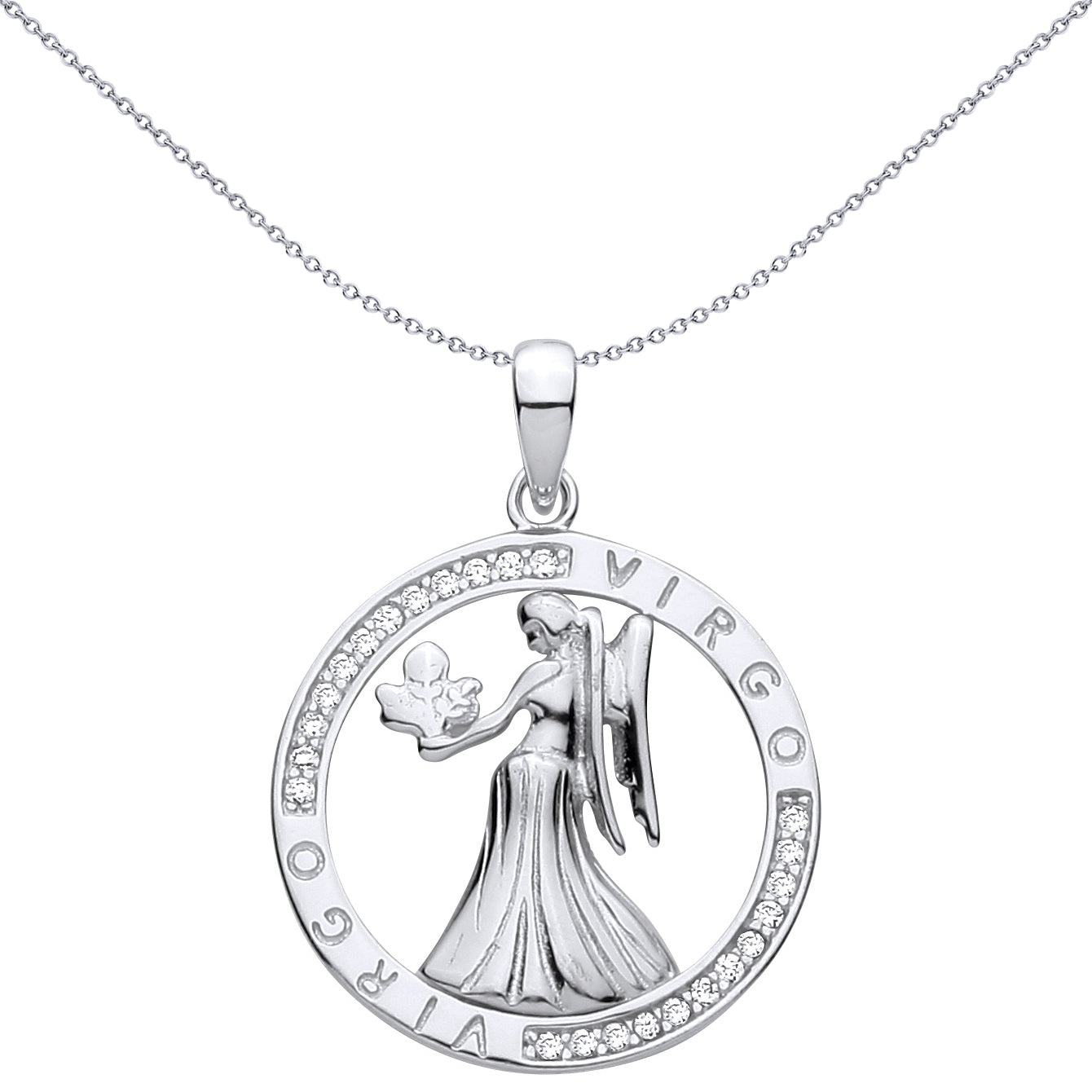 Sterling Silver  CZ Zodiac Pendant Virgo - GVP736VI